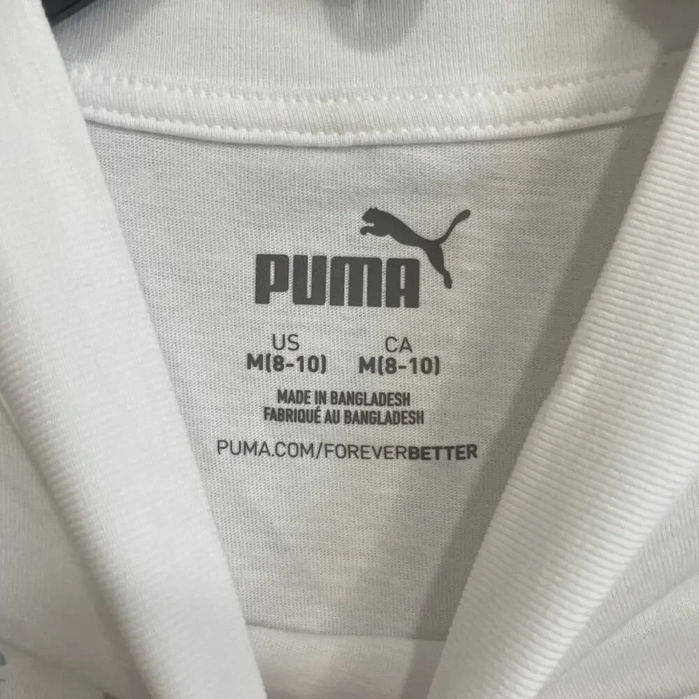 Puma Kids Girls Shirt‎ 8-10 Medium White Color Originally $24